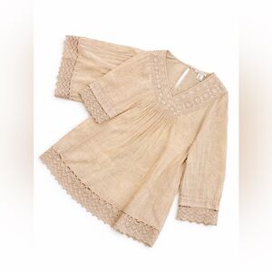 Rachel Zoe Beige Lace Detail Blouse size L